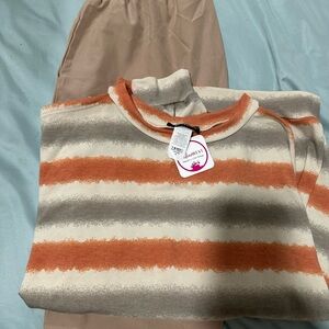 Amuse Society Striped Women's Jumpsuit - Orange and Gray